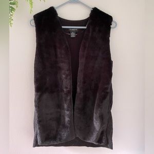 Liz Claiborne black faux fur sweater vest